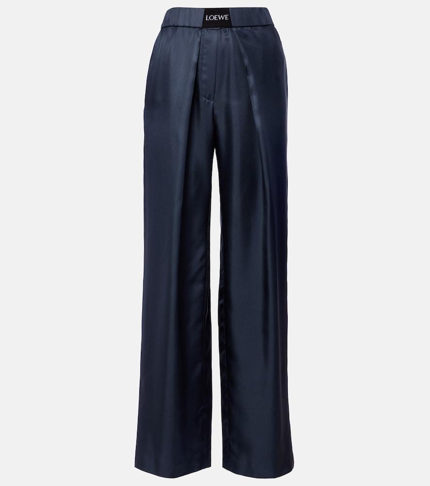 loewe logo silk wide-leg pants