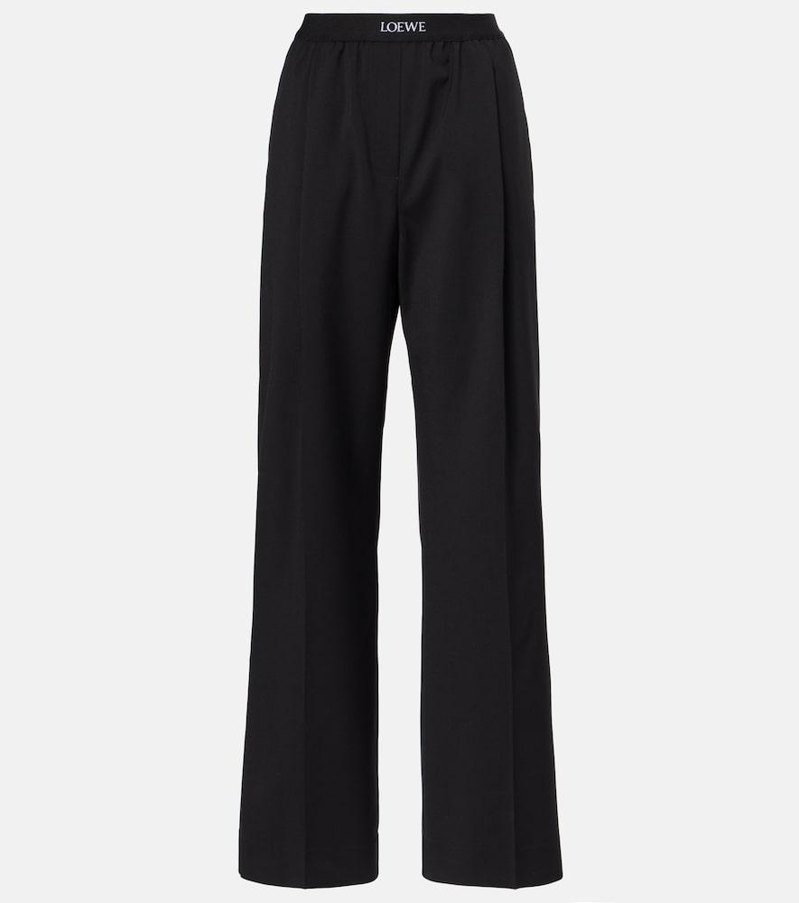 loewe logo wool mid-rise straight pants