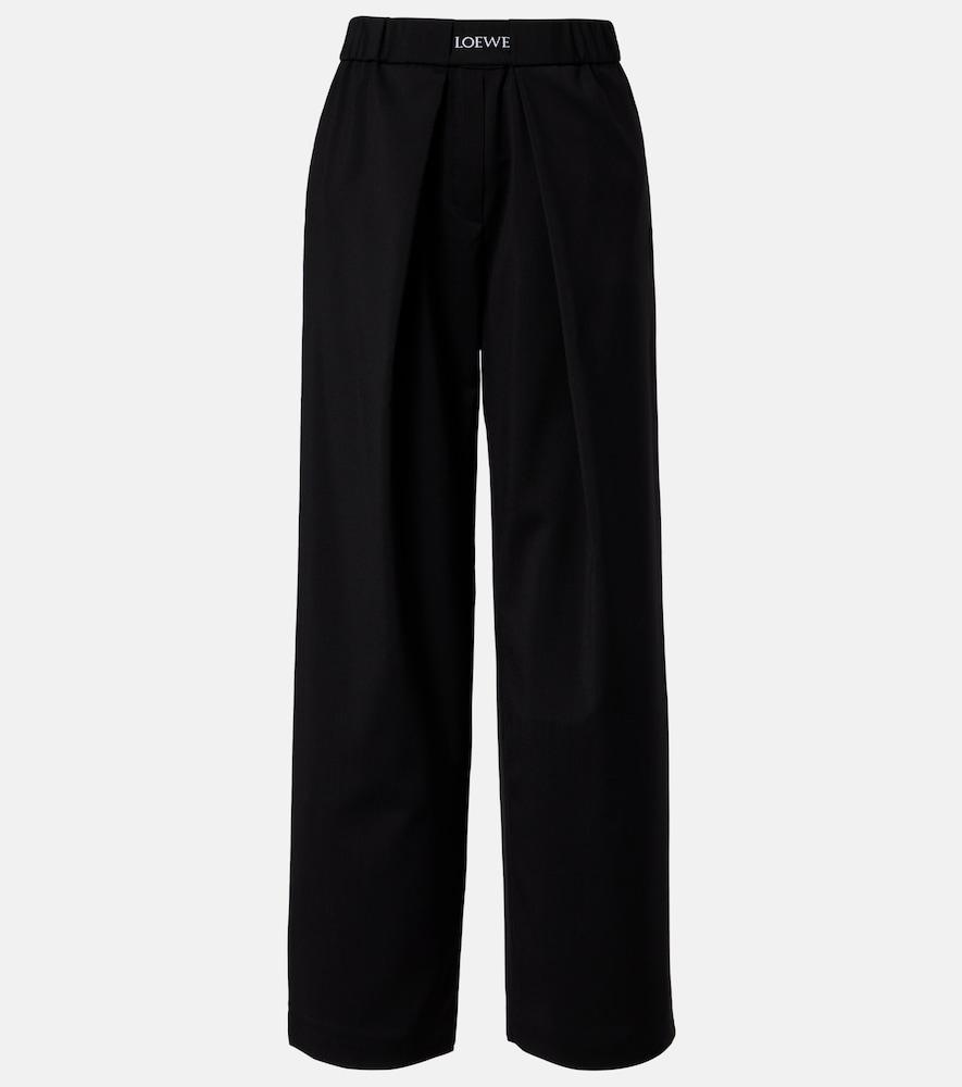 loewe logo wool mid-rise straight pants