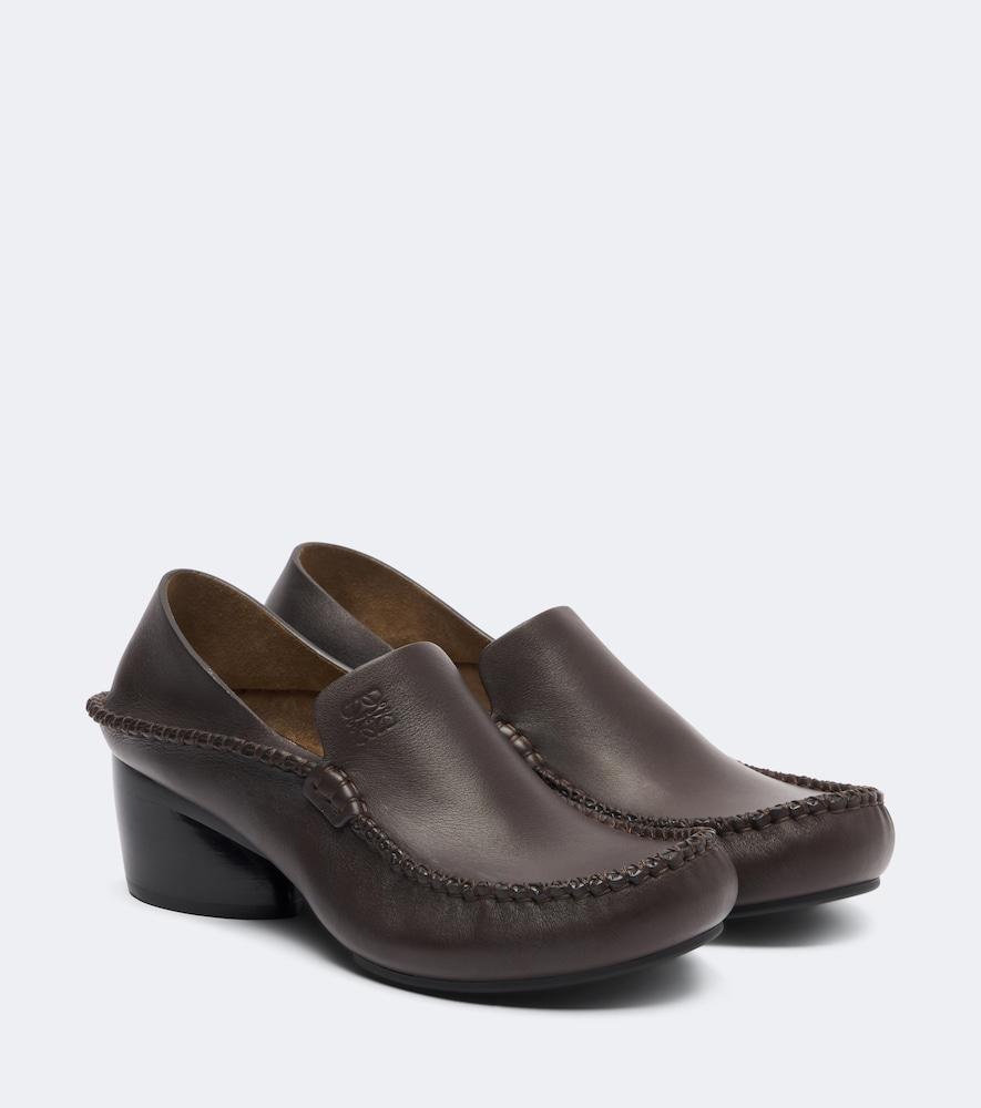 loewe oval leather loafer pumps