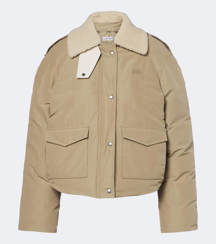 loewe padded shearling-trimmed cotton-blend jacket