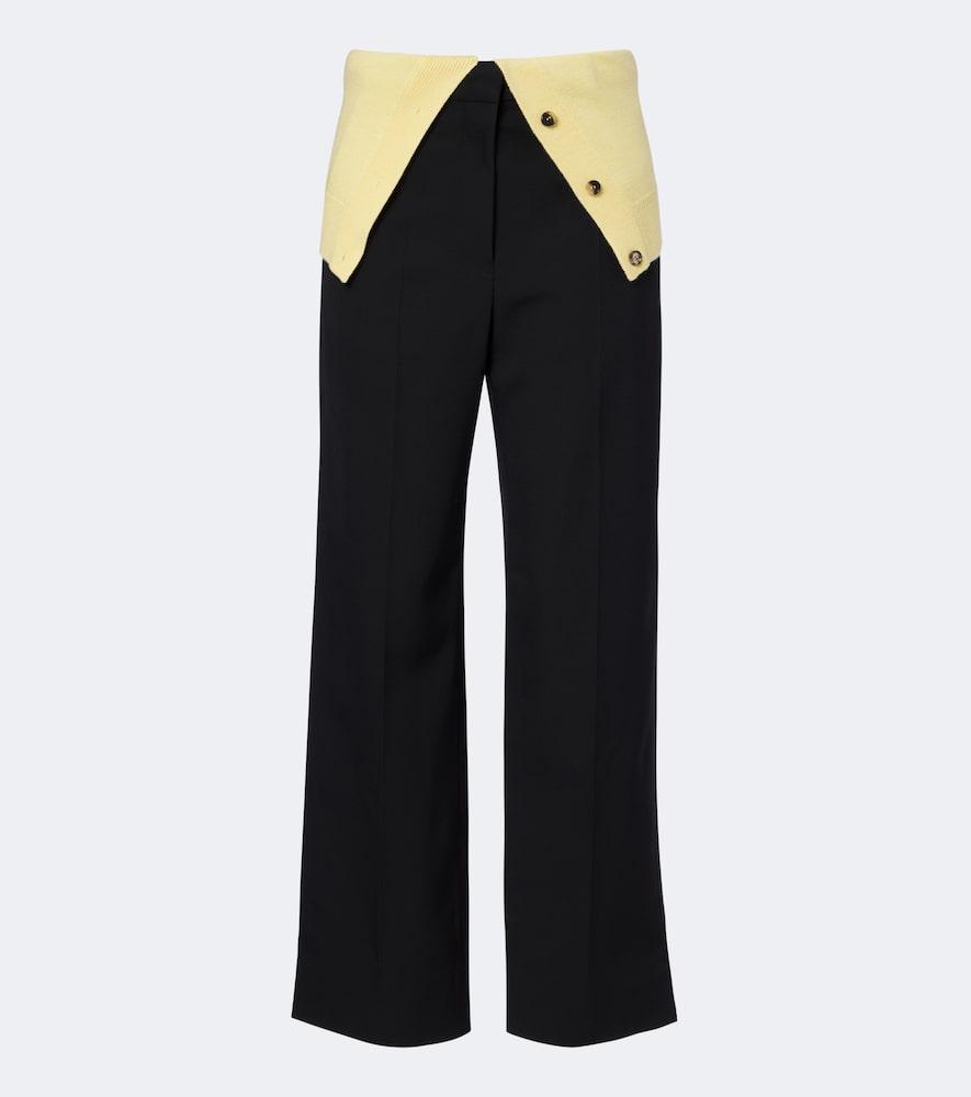 loewe paneled wool wide-leg pants