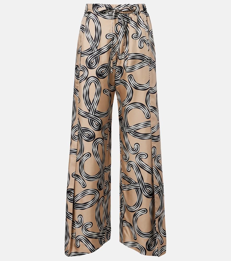 loewe paula's ibiza anagram silk wide-leg pants