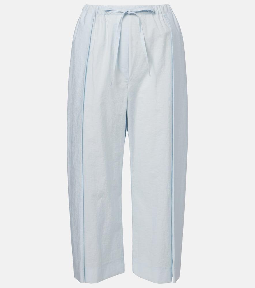loewe paula's ibiza cotton-blend poplin wide-leg pants