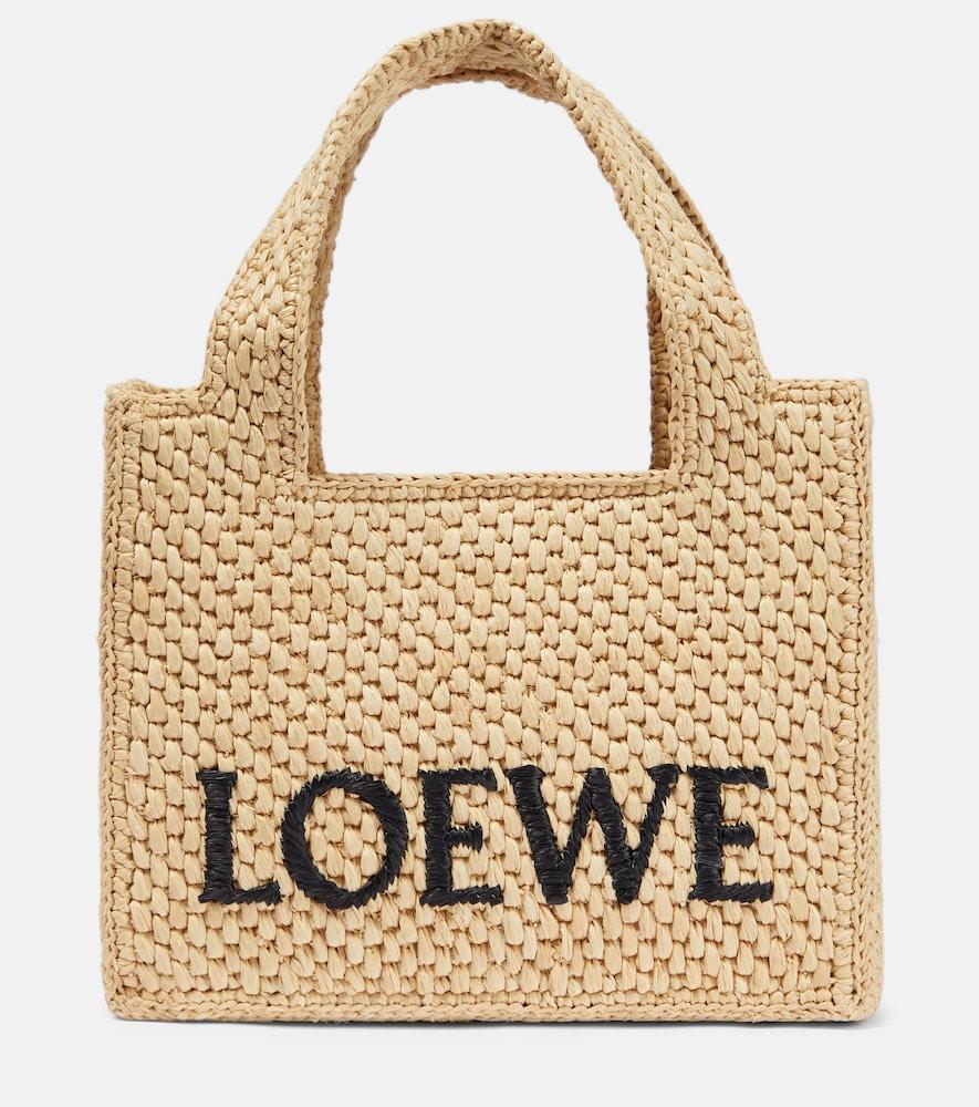 loewe paula's ibiza logo raffia top-handle bag