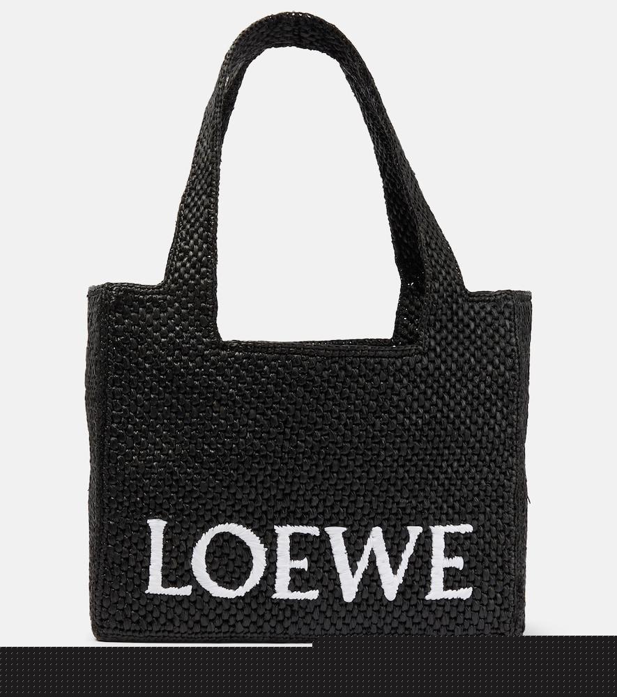 loewe paula's ibiza medium logo raffia tote bag