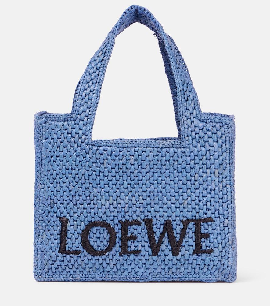 loewe paula's ibiza mini logo raffia top-handle bag