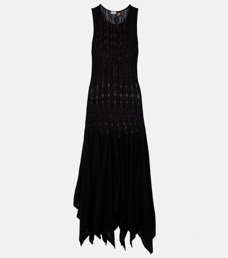 loewe paula's ibiza pointelle cotton jersey maxi dress