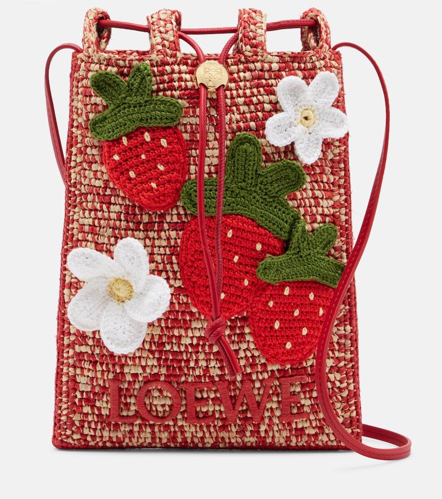 loewe paula's ibiza raffia pouch with strap