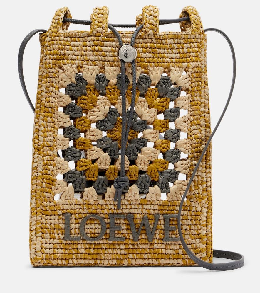 loewe paula's ibiza raffia pouch with strap
