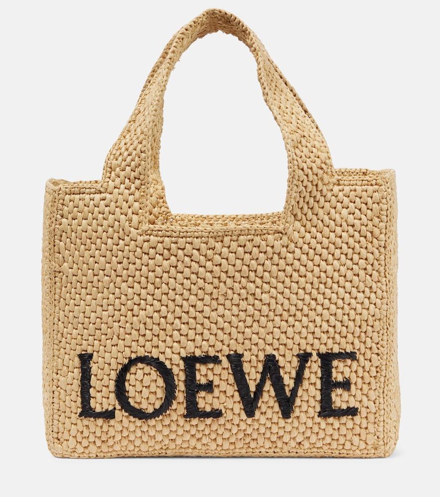 loewe paula's ibiza small logo raffia top-handle bag