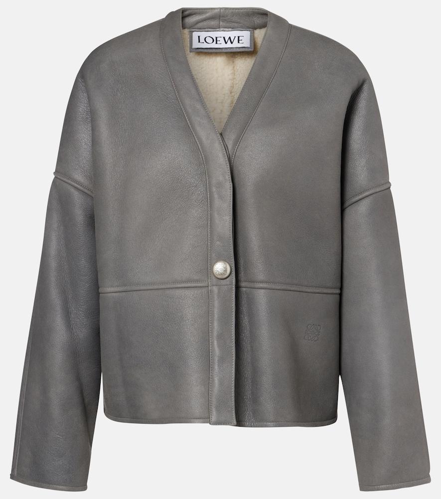 loewe pebble shearling-lined leather jacket
