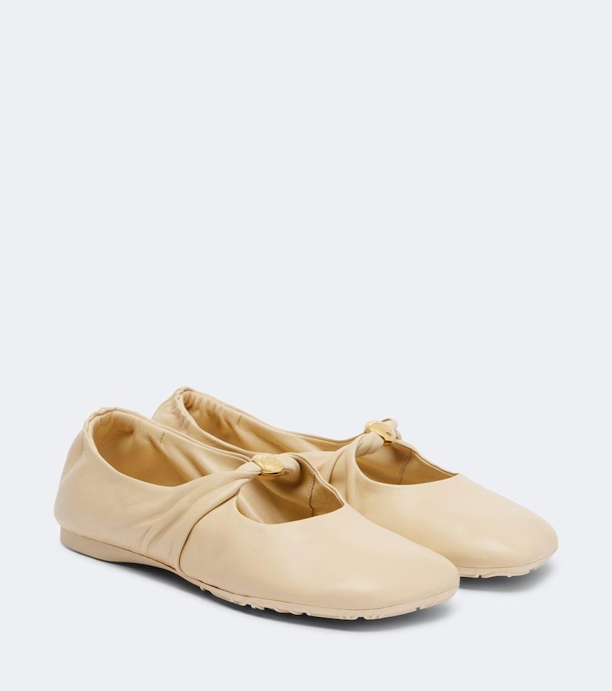 loewe pebble soft leather mary jane flats