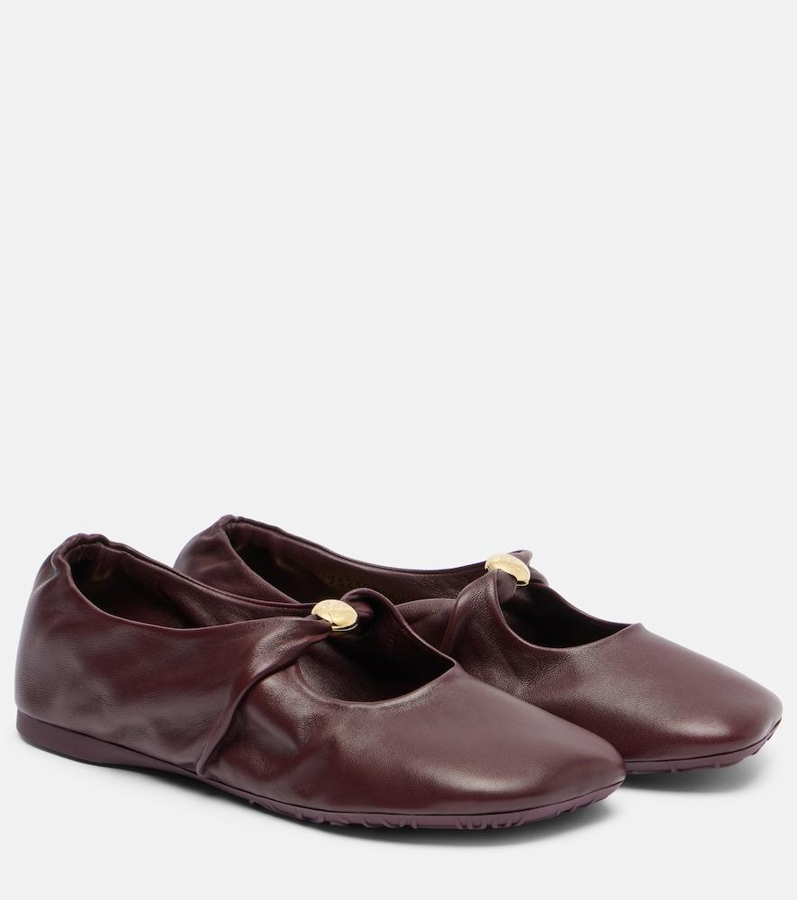 loewe pebble soft leather mary jane flats