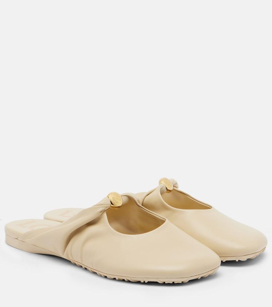 loewe pebble soft leather mules