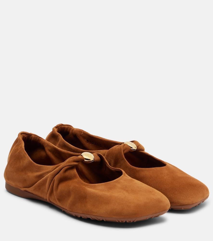 loewe pebble soft suede mary jane flats