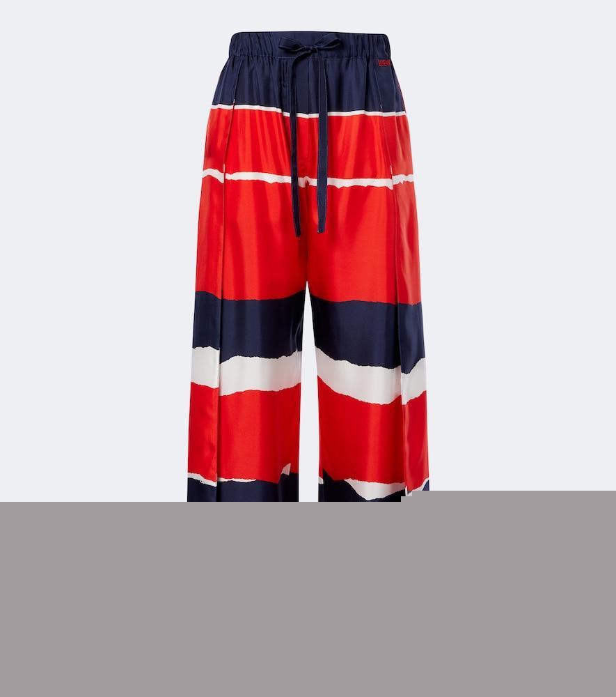 loewe printed silk twill wide-leg pants