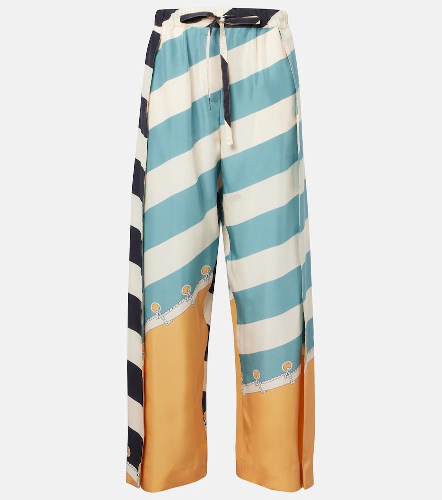 loewe printed silk wide-leg pants