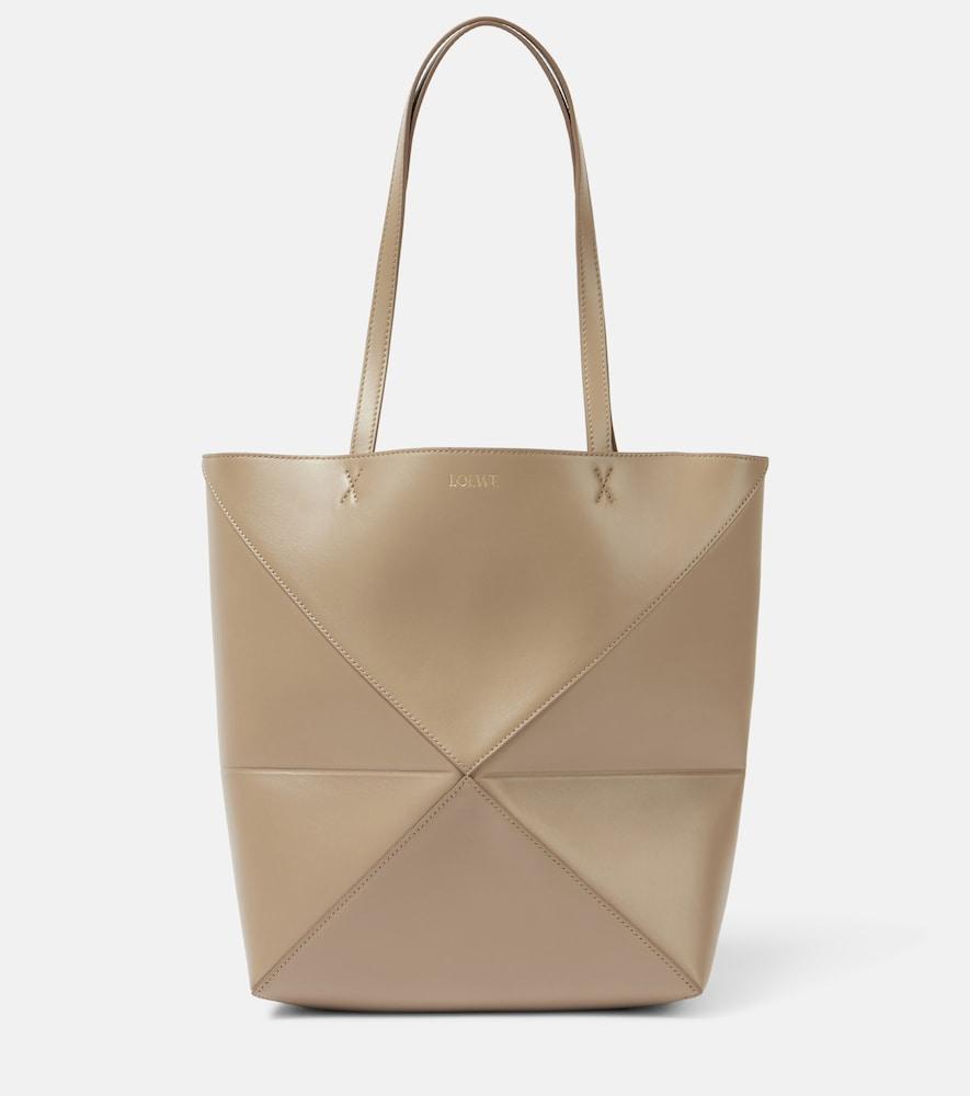 loewe puzzle fold medium leather tote bag