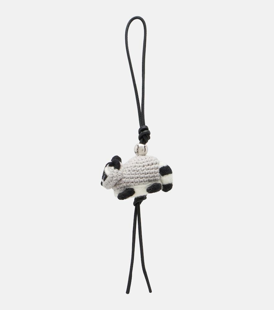 loewe racoon leather-trimmed bag charm
