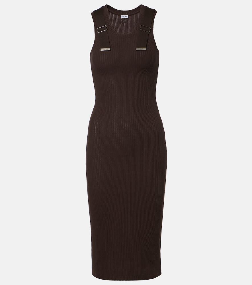loewe ribbed-knit cotton-blend midi dress