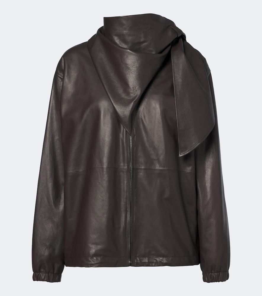 loewe scarf-detail leather jacket