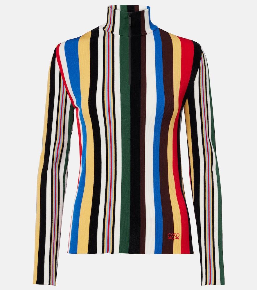 loewe striped half-zip sweater
