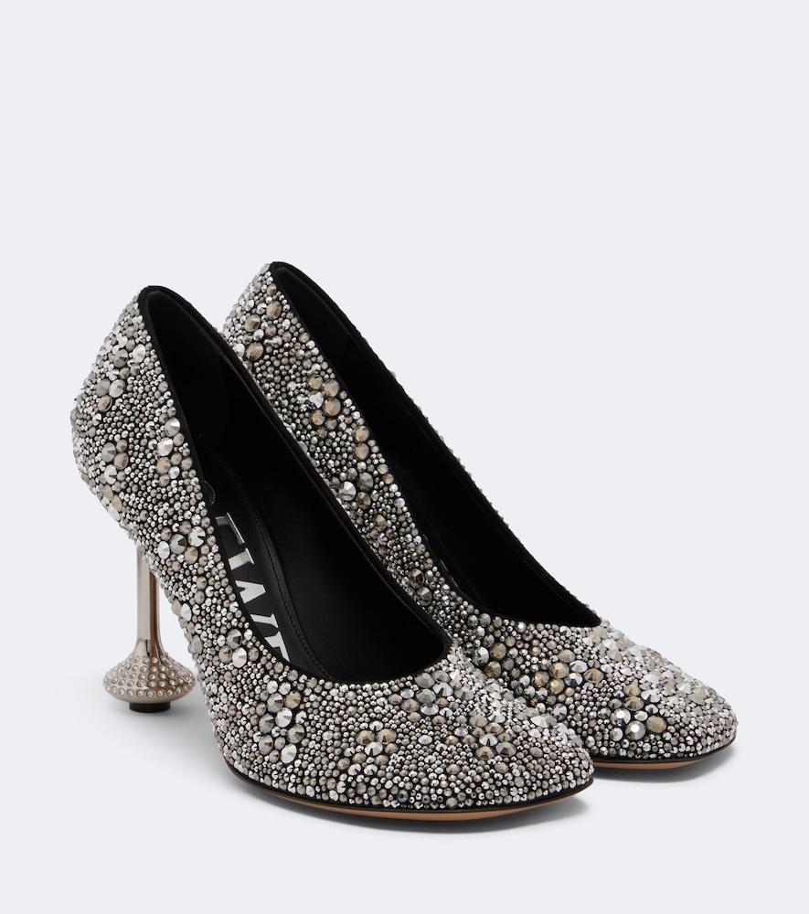 loewe toy embellished suede pumps