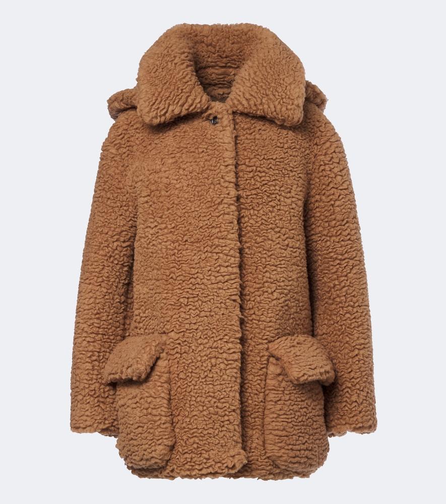 loewe wool and silk teddy coat