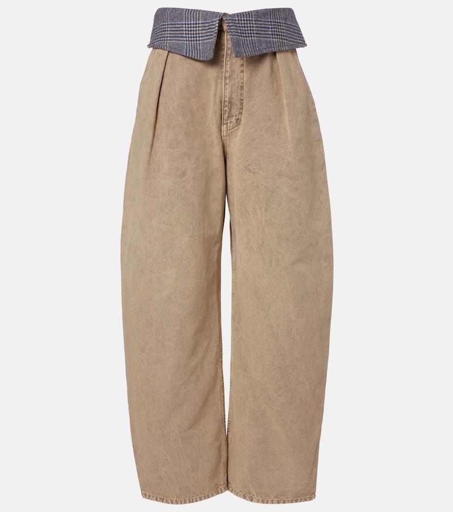 loewe wool-trimmed barrel-leg jeans