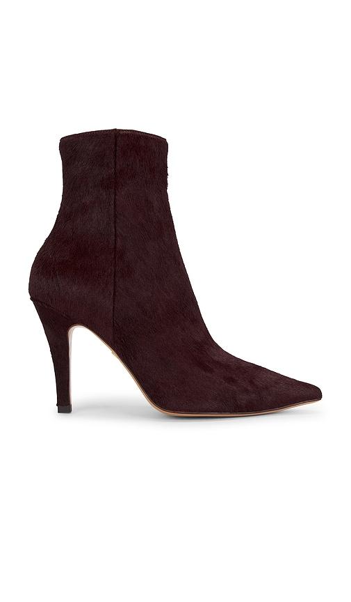 lola cruz pony hair ankle bootie in burgundy. - size 38 (also in 41)