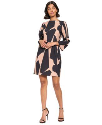 london times womens long sleeve printed dress