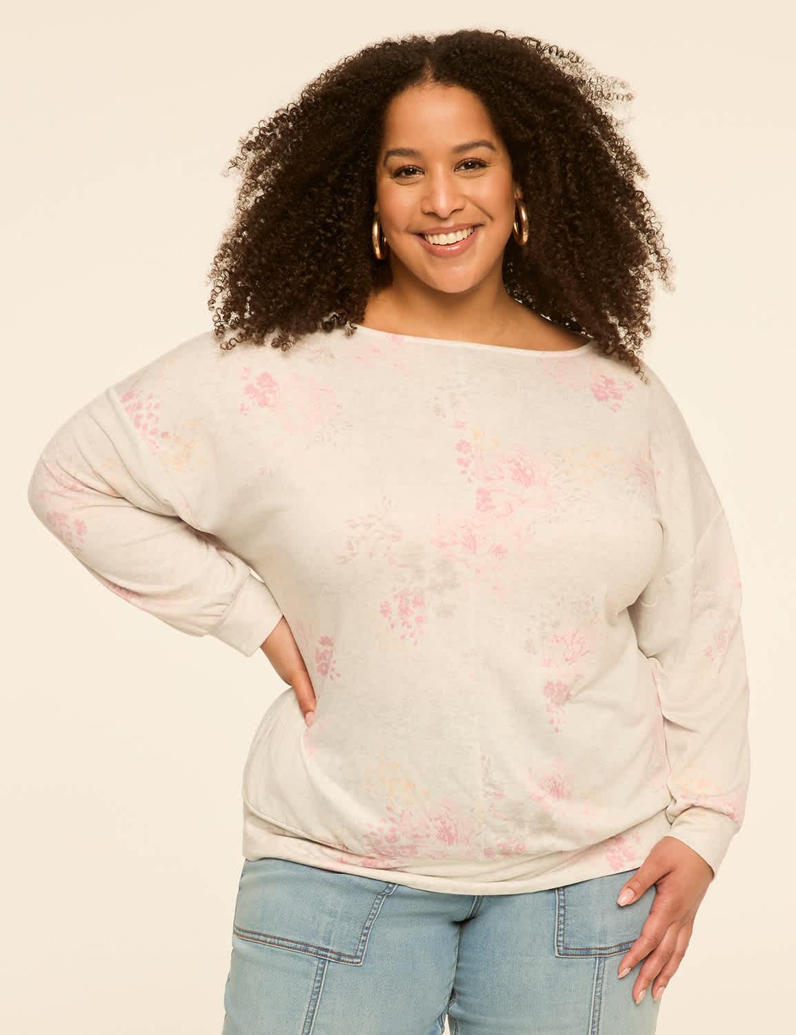long-sleeve cowlneck sweatshirt