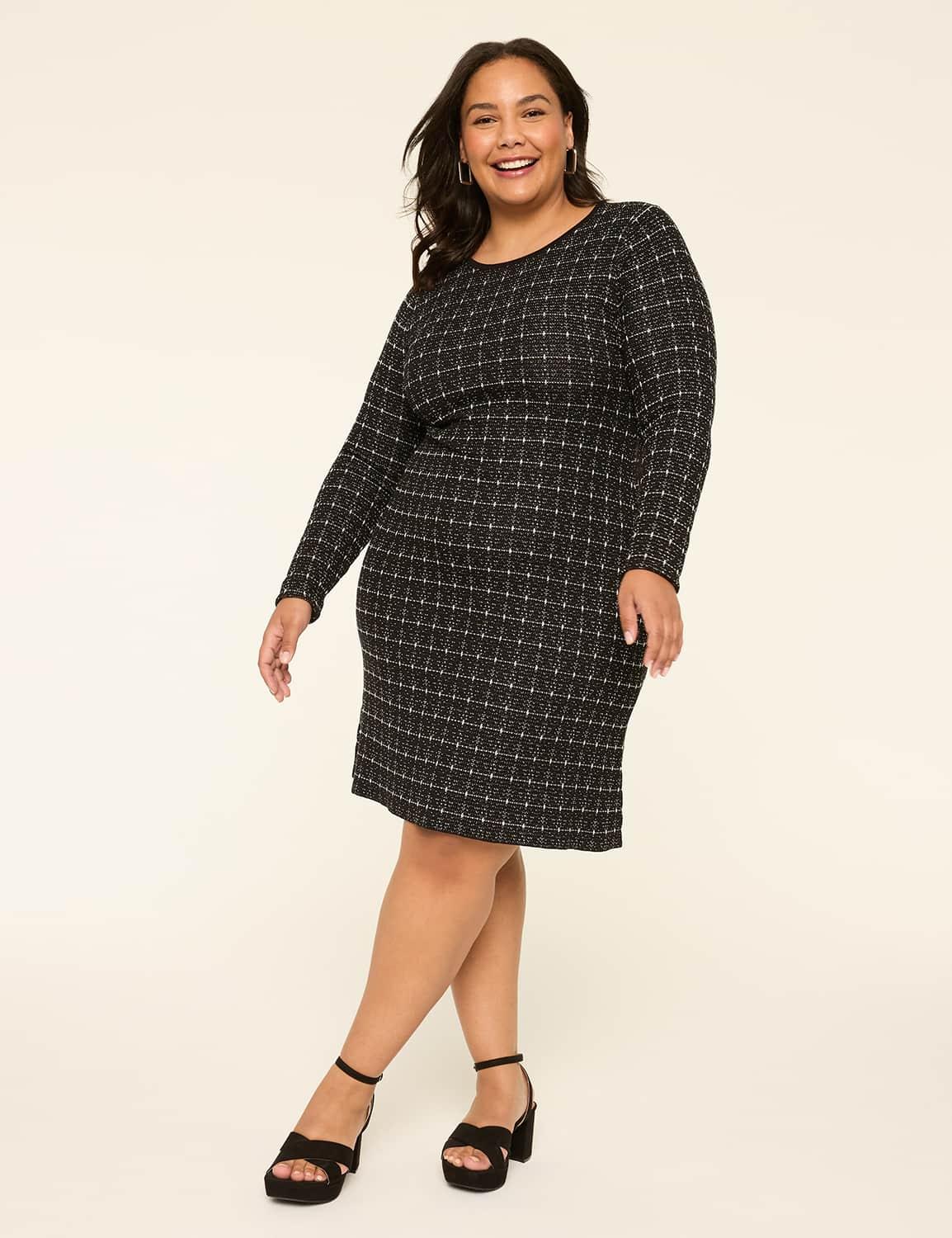 long-sleeve crew-neck sweater dress