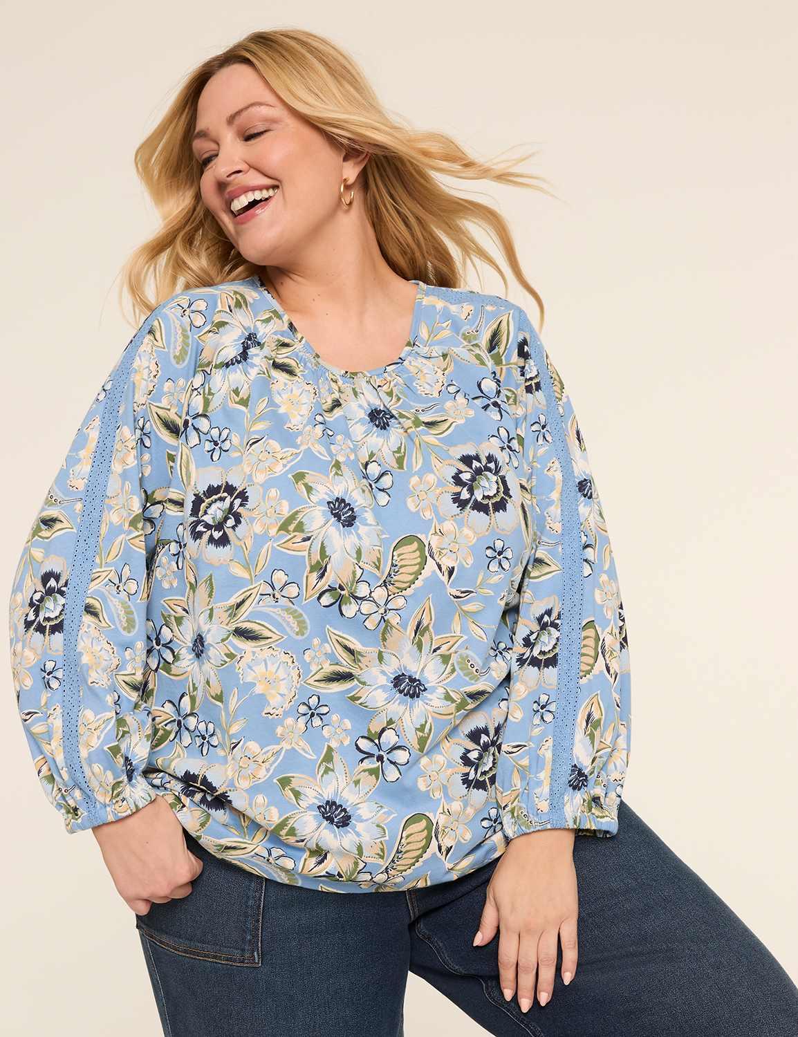 long-sleeve crew-neck top