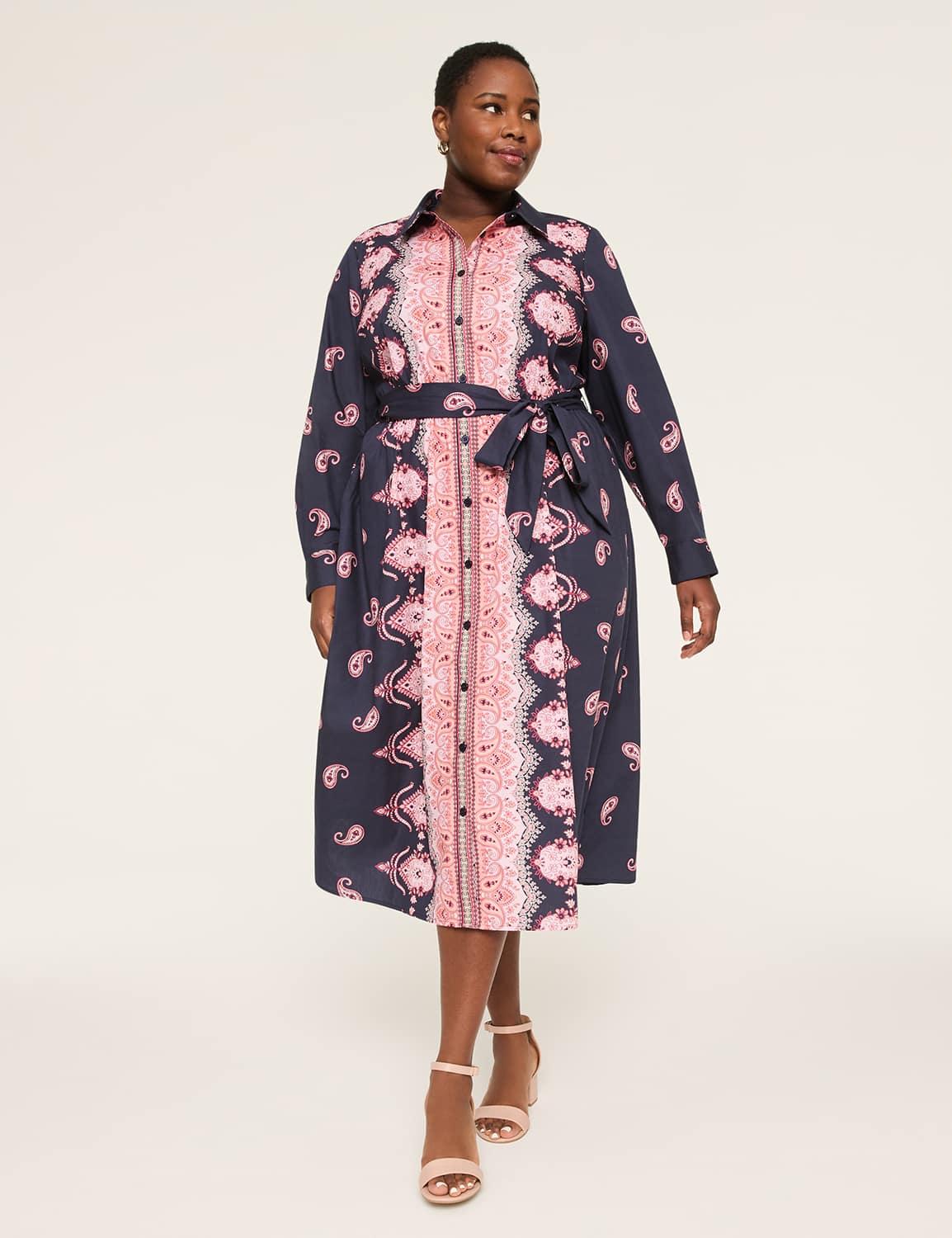 long-sleeve midi shirt dress