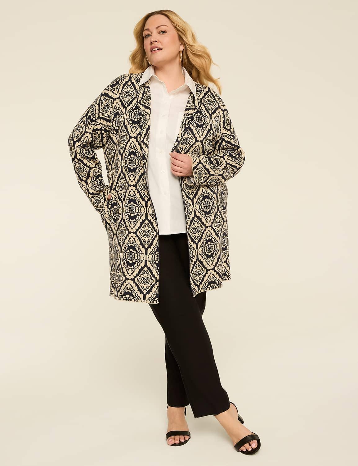 long-sleeve notch collar coatigan
