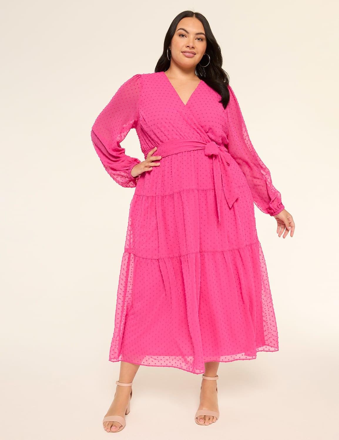 long-sleeve surplice-neck maxi dress