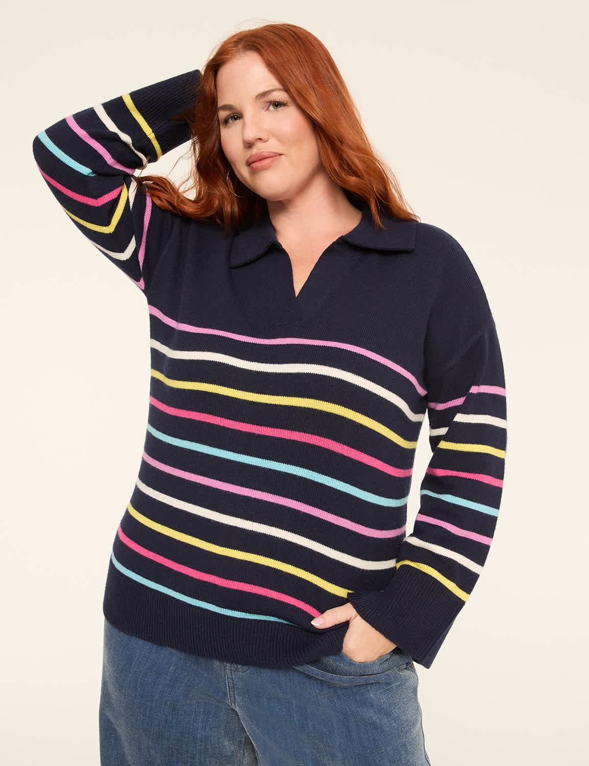 long-sleeve v-neck collar sweater