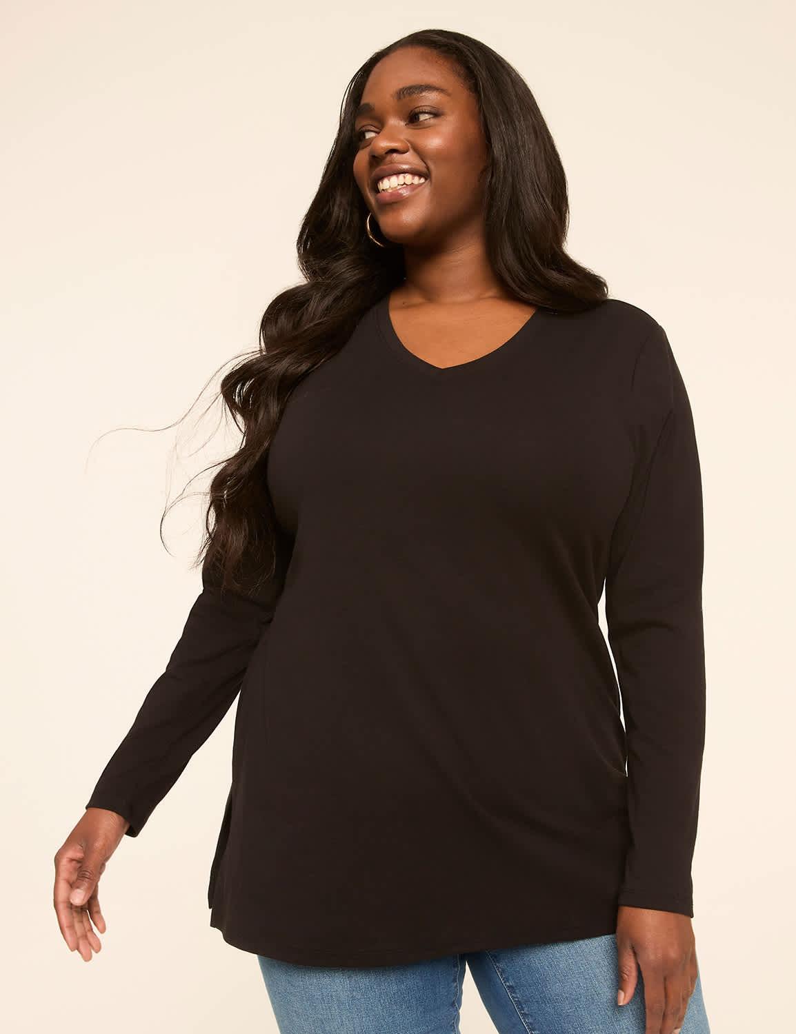 long-sleeve v-neck tunic tee