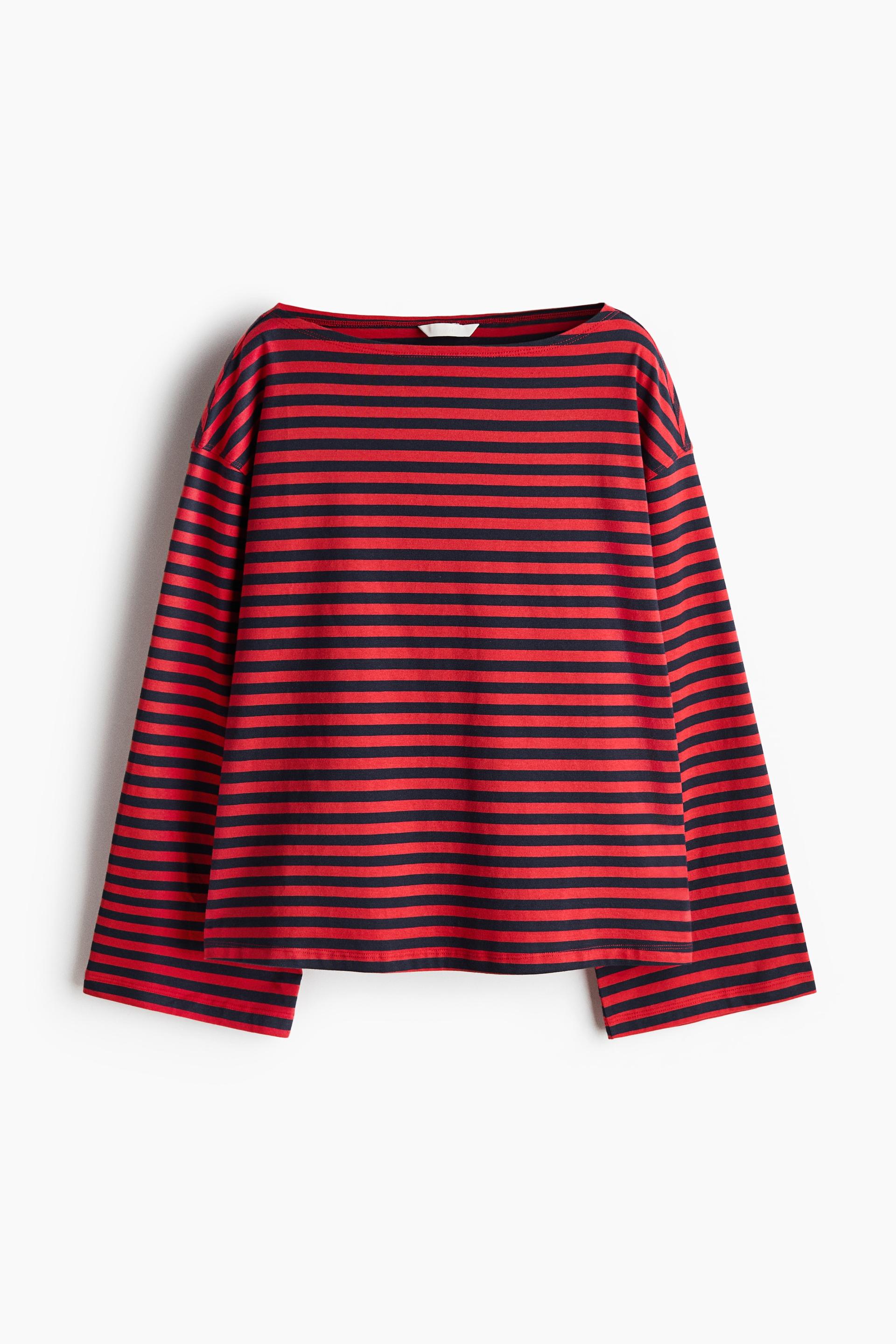 long-sleeved boat-neck top