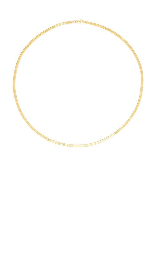 loren stewart herringbone necklace in metallic gold.