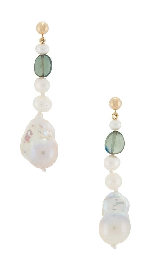 loren stewart poet pearl earrings in green.