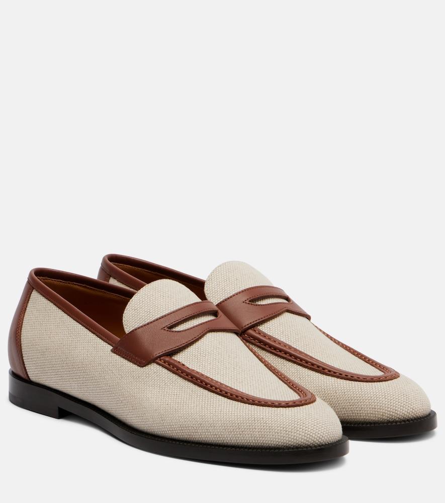 loro piana sergio leather-trimmed penny loafers