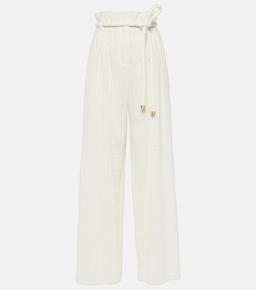 loro piana tristin checked cotton-blend wide-leg pants