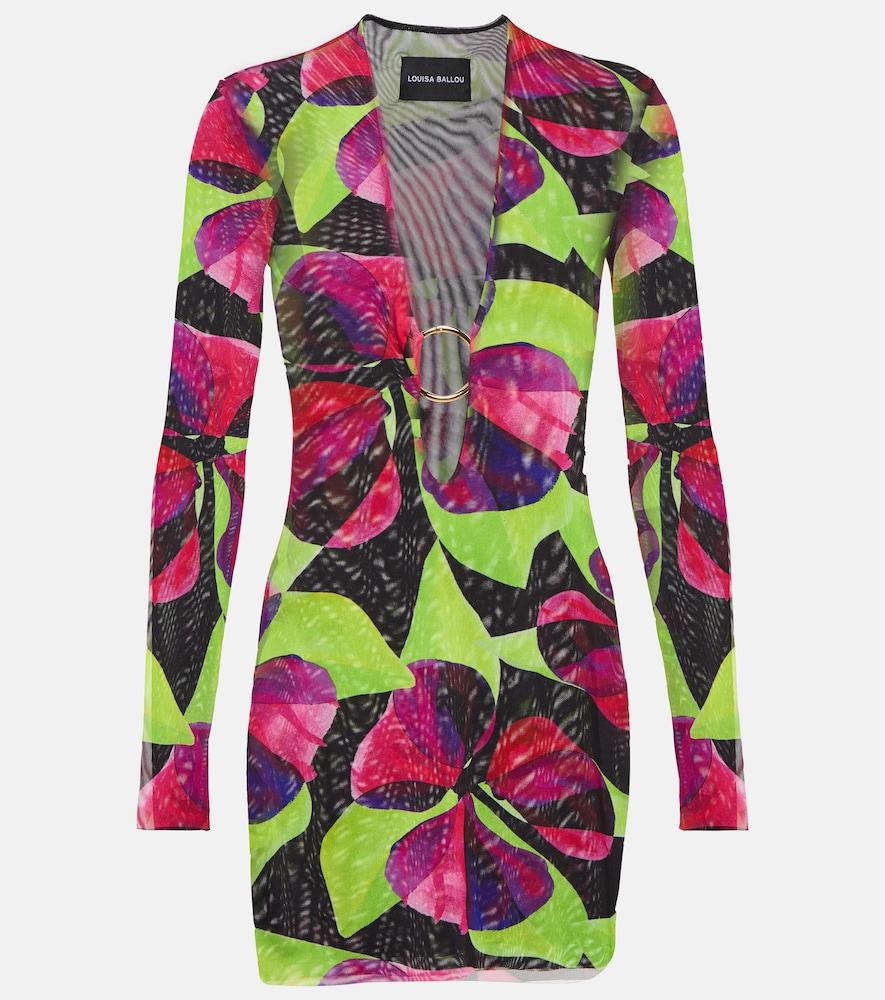 louisa ballou helios printed mesh minidress