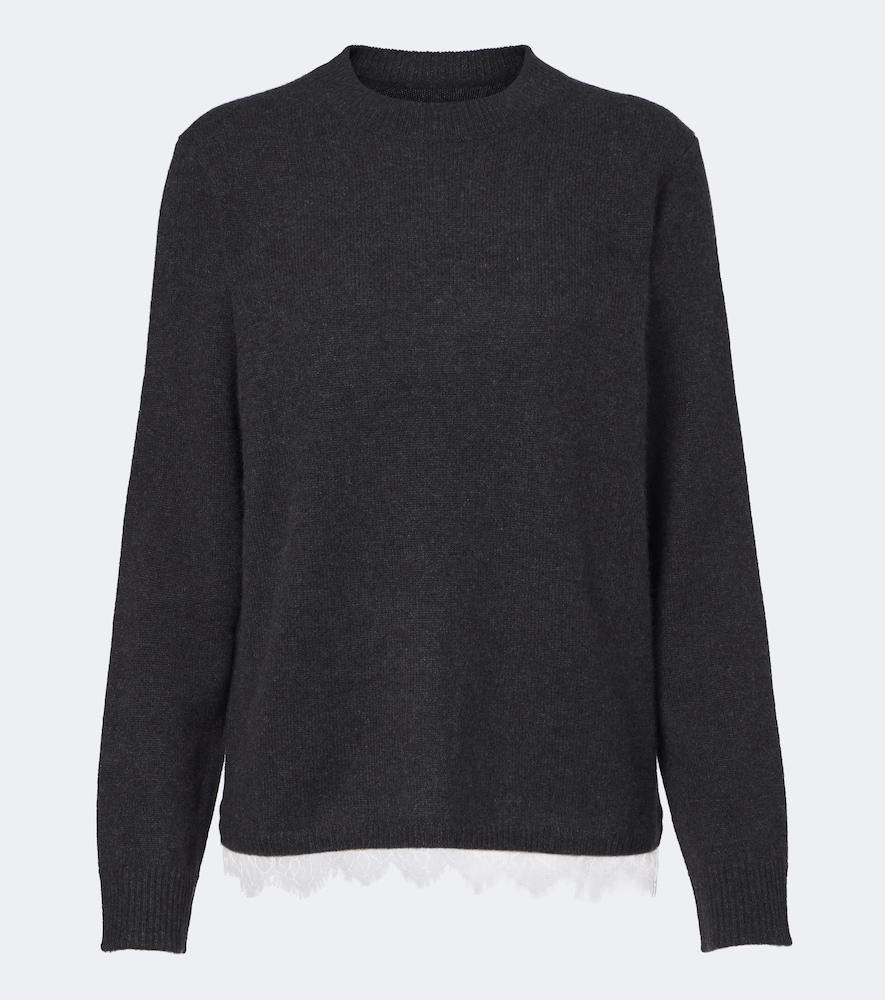 loulou de saison arvo lace-trimmed cashmere sweater