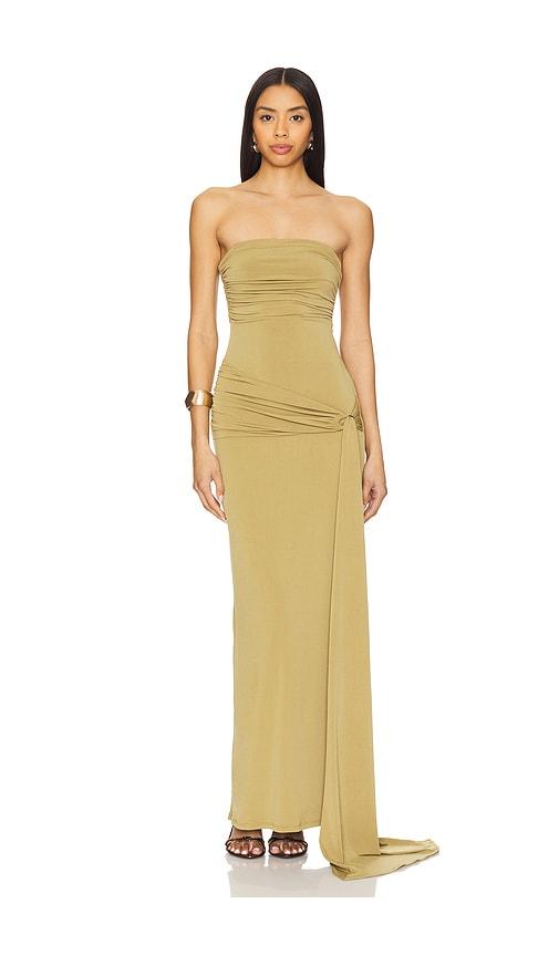 lovers and friends adley gown in olive. - size l (also in m, s, xl, xs, xxs)