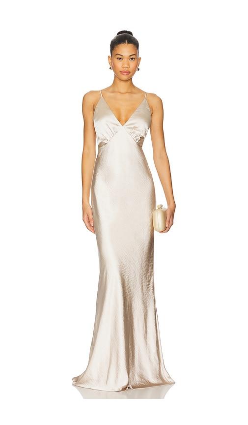 lovers and friends alani gown in beige. - size l (also in m)