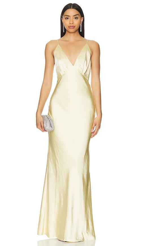lovers and friends alani gown in yellow. - size l (also in m, xl)